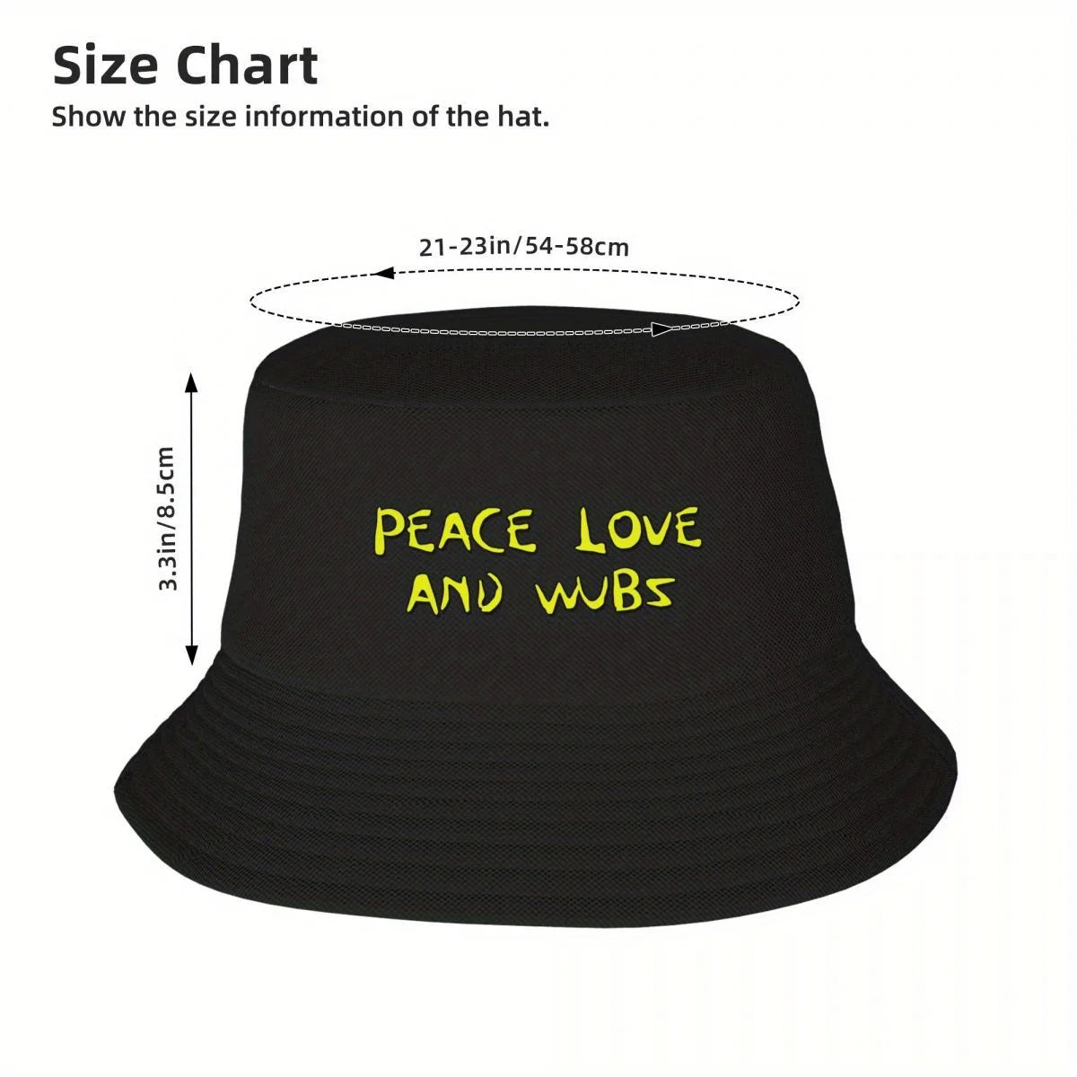 Peace Love And Wubz Bucket Hat Streetwear Anime Boy Hat Women's