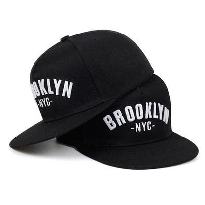 Brooklyn Letter Embroidered Cotton Snapback Cap