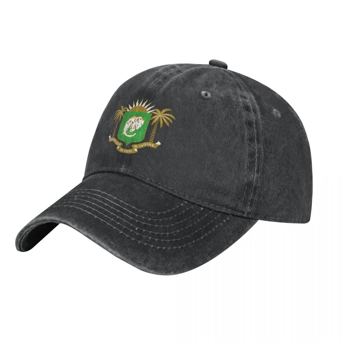 Men Baseball Cap Cote Emblem Charcoal Washed Denim