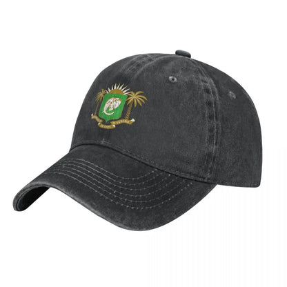 Men Baseball Cap Cote Emblem Charcoal Washed Denim