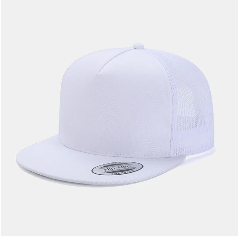Custom Logo Embroidered Mesh Flat Brim Snapback Cap