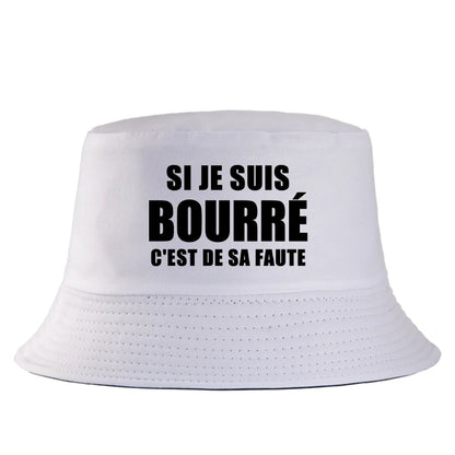 French Print Reversible Cotton Bucket Hat Unisex