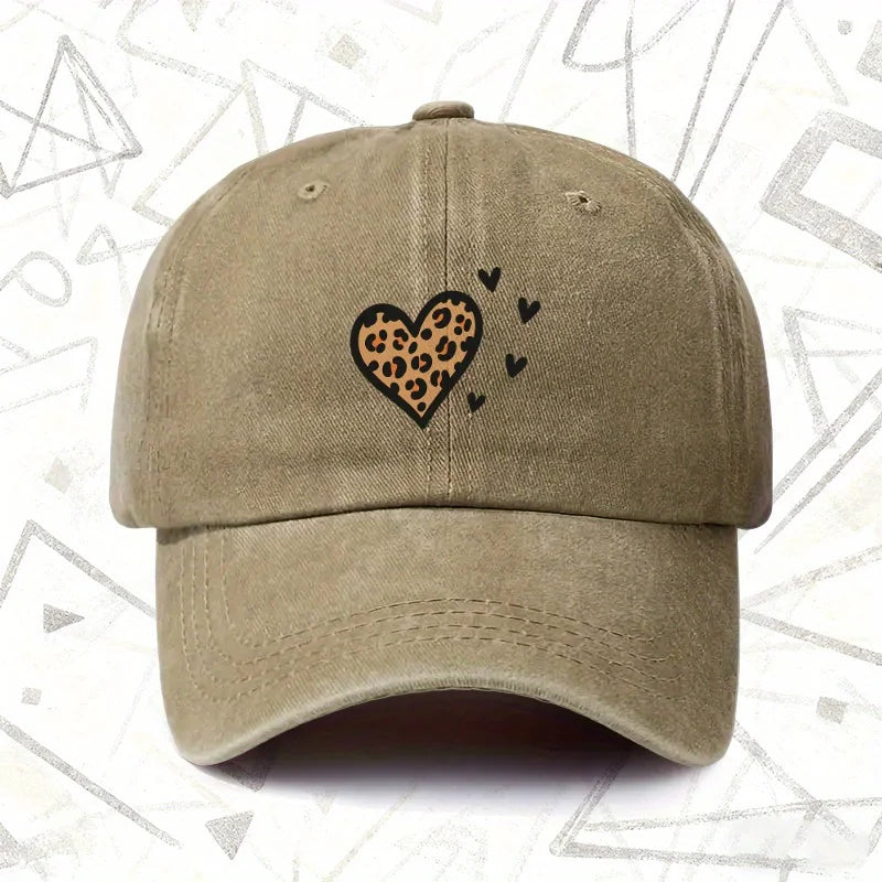 Vintage Leopard Heart Baseball Cap