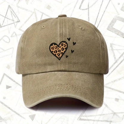 Vintage Leopard Heart Baseball Cap