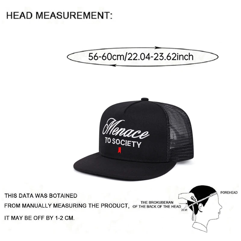 Unisex Flat Brim Letter Embroidered Mesh Snapback Cap