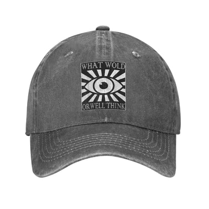 What Would Orwell Think Dystopian Fiction Distressed Denim Baseball Cap