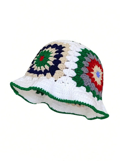 Women's Y2K Crochet Flower Bucket Hat