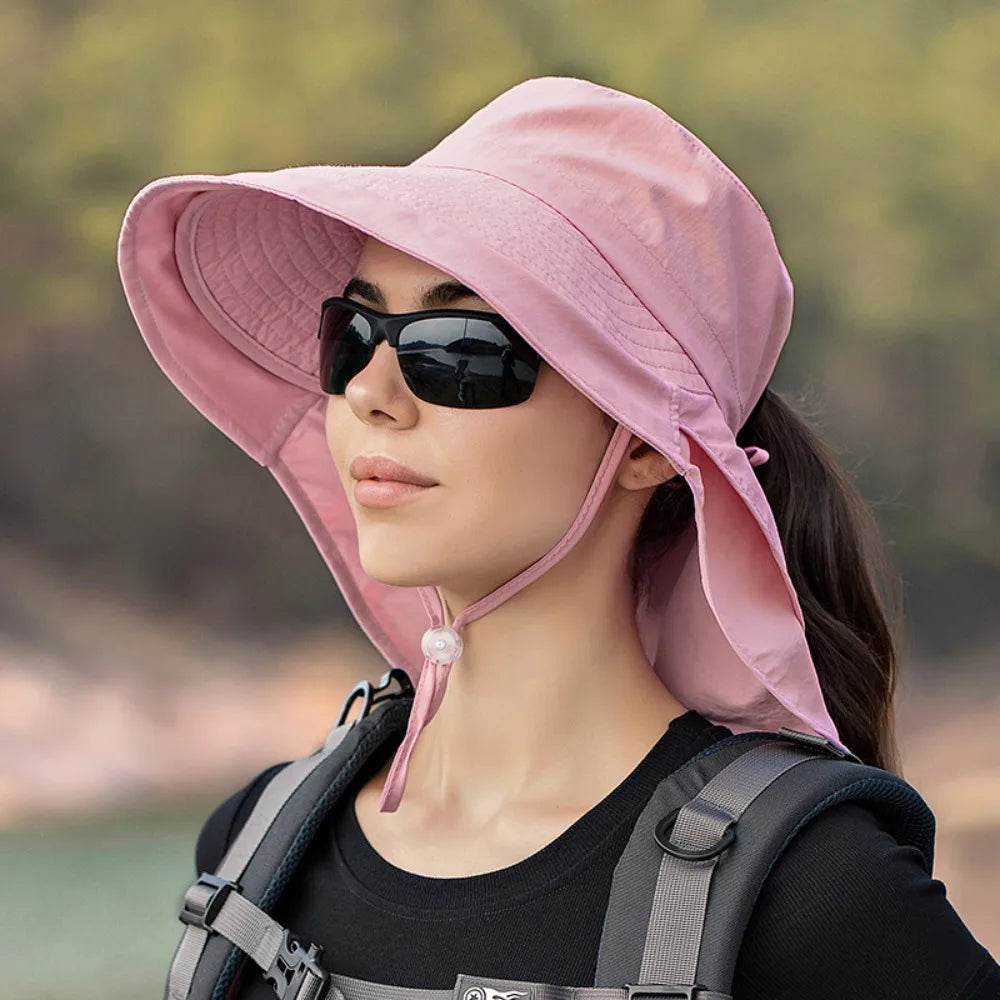 Wide Brim UV Protection Bonnet Bucket Hat