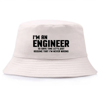 Funny Engineer Cotton Outdoor Bucket Hat Unisex