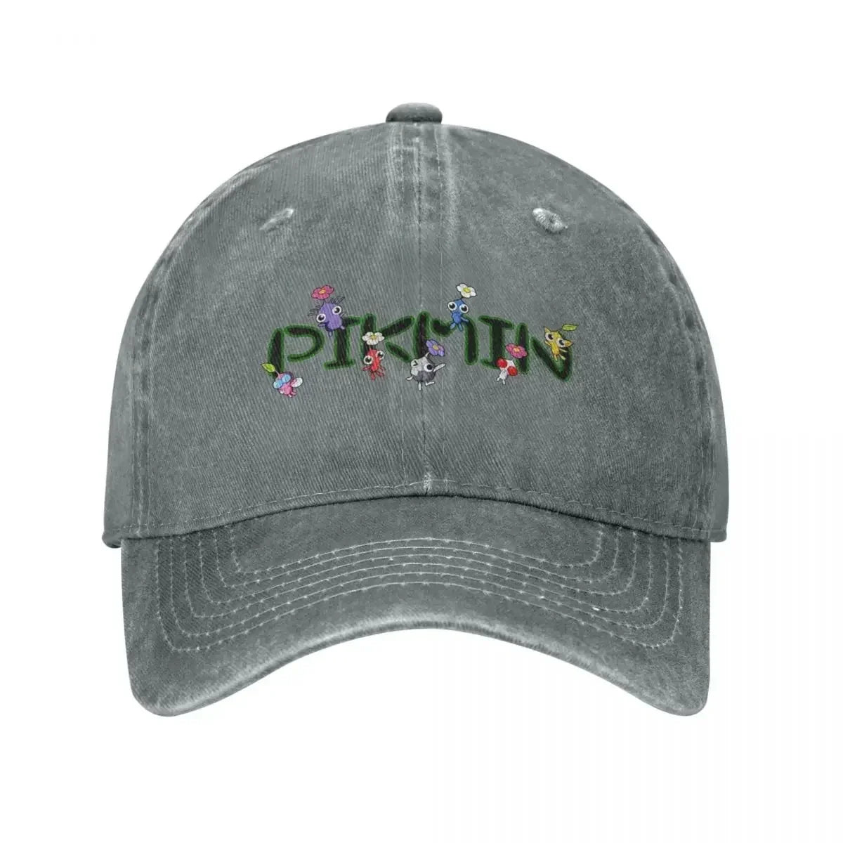 Retro Pikmin Family Fun Distressed Washed Denim Baseball Cap