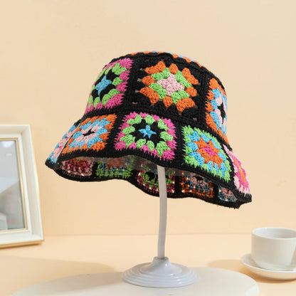 Color Patchwork Crochet Fashion Bucket Hat