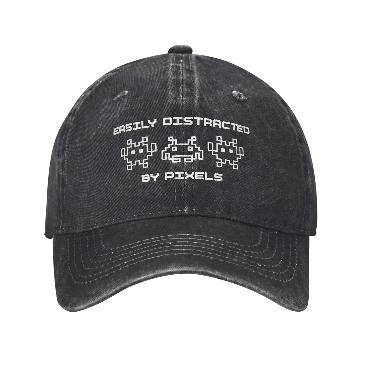 Space Invaders Vintage Distressed Washed Denim Baseball Cap