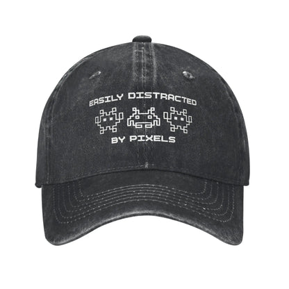 Space Invaders Vintage Distressed Washed Denim Baseball Cap