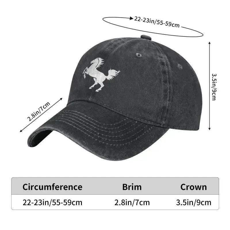 Punk White Horse Baseball Cap Unisex