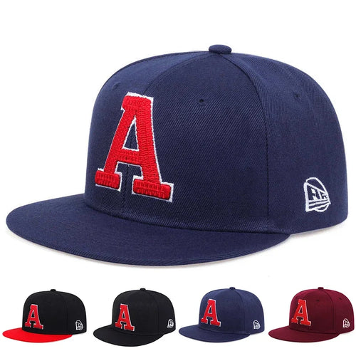 Unisex A Letter Embroidered Hip-Hop Snapback Cap