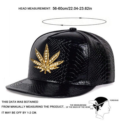 Maple Leaf Leather Patch Adjustable Hip-Hop  Snapback Cap