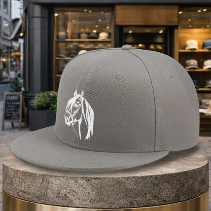 Horse Head Print Snapback Cap