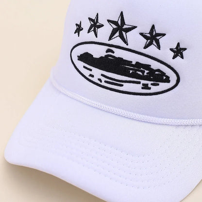 Fashionable Embroidered Baseball Hat Five Star Color Blocked Mesh Breathable Summer Duck Tongue Hat Versatile Sunshade Truck Hat