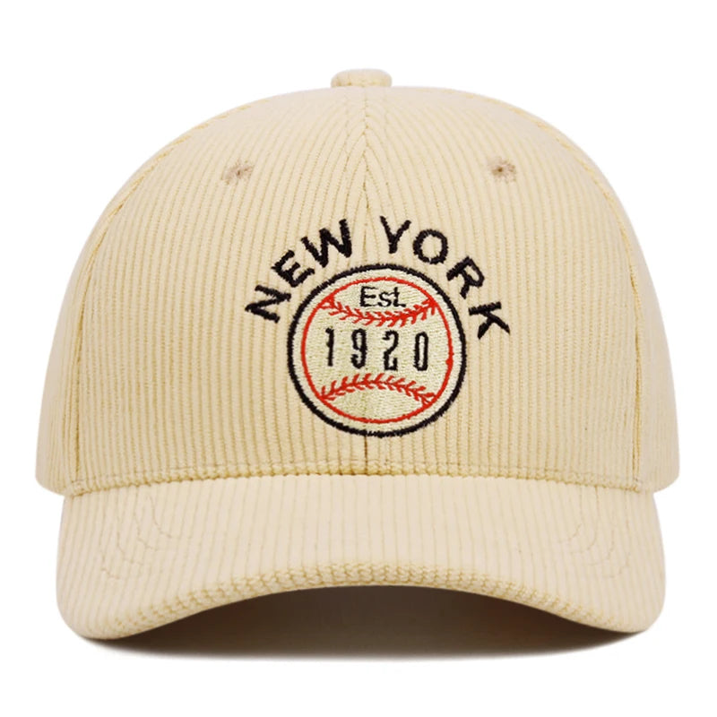 New York Corduroy Embroidered Baseball Caps