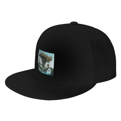 Future City Island Tree Landscape Flat Brim Snapback Cap