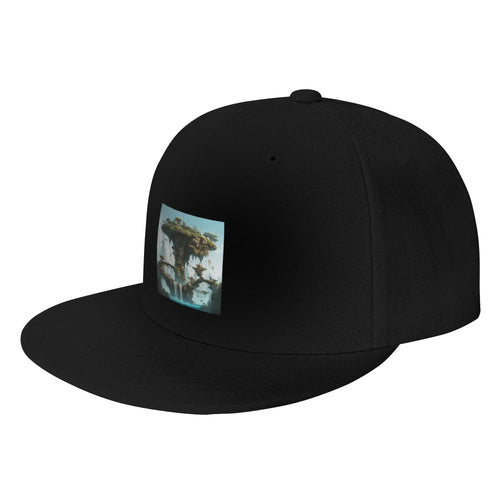 Future City Island Tree Landscape Flat Brim Snapback Cap