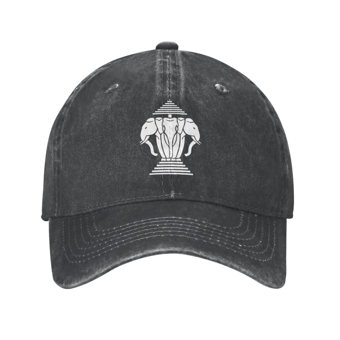 Laos Three Elephant Washed Denim Cap