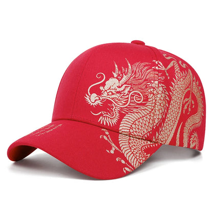 Dragon Printed Flat Brim Streetwear Snapback Cap