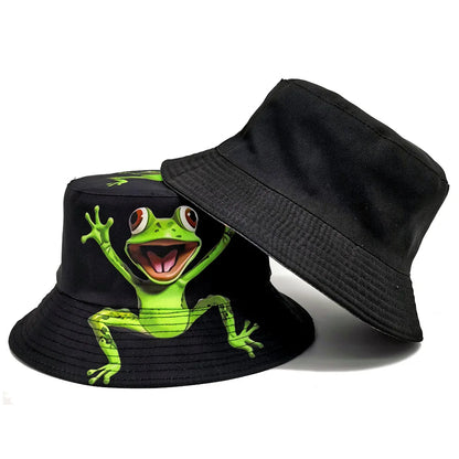 Funny Cartoon Frog Pattern Panama Hats Summer Sunscreen