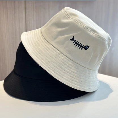 Popular Unisex Summer Bucket Hat For Women Embroidery Fish