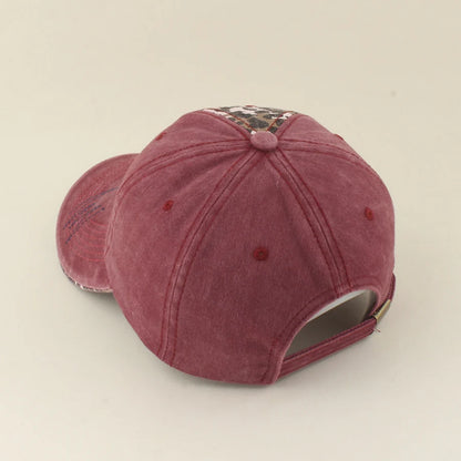Leopard Patchwork Letter Snapback Baseball Cap