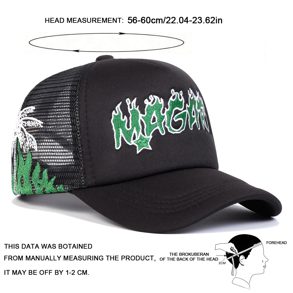 Unisex MAGARI Flame Embroidery Baseball Net Caps