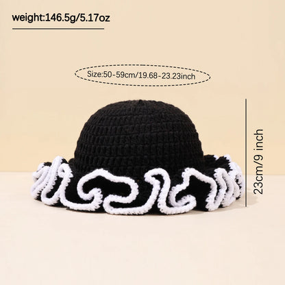 Women Multi Color Crochet Ruffle Fisherman Hat