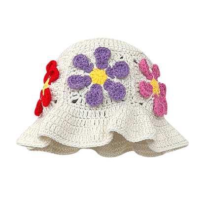 Women Colorful Crochet Wool Bucket Hat