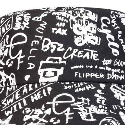 Unisex Black White Graffiti Casual Bucket Hat