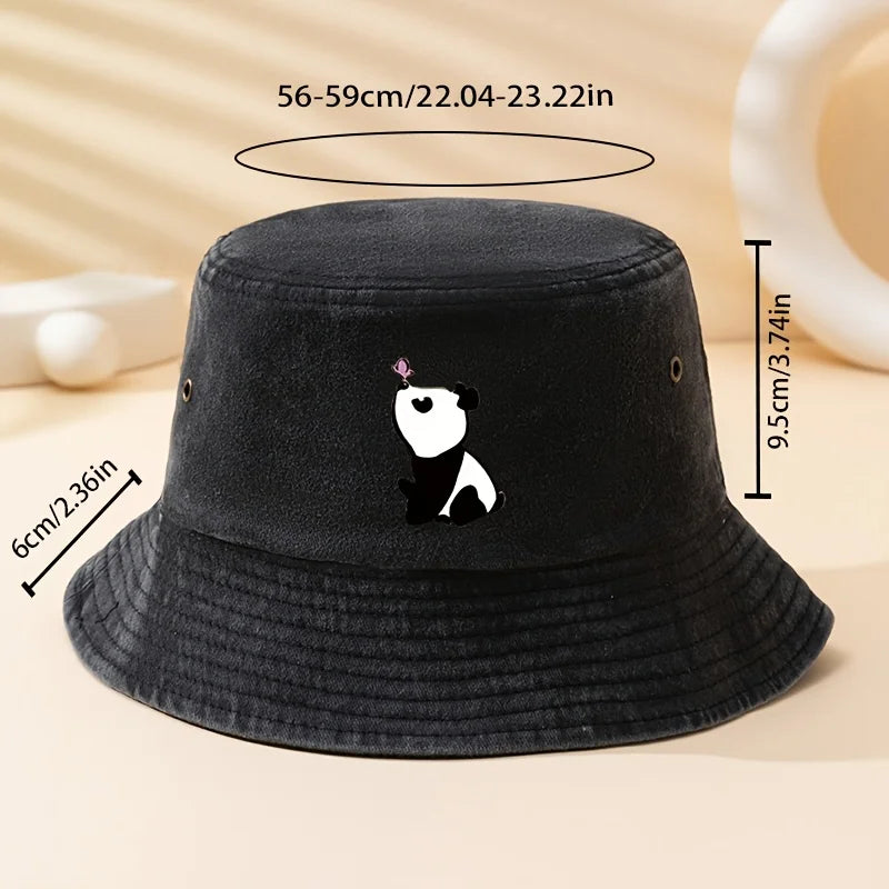 Heart Panda Print Bucket Hat