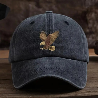 Washed Eagle Print Baseball Cap