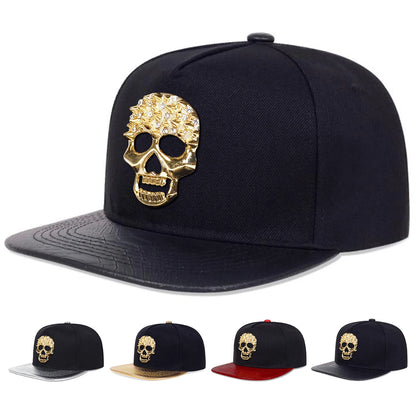 Skeleton Rhinestone Patch Adjustable Hip-Hop Snapback cap
