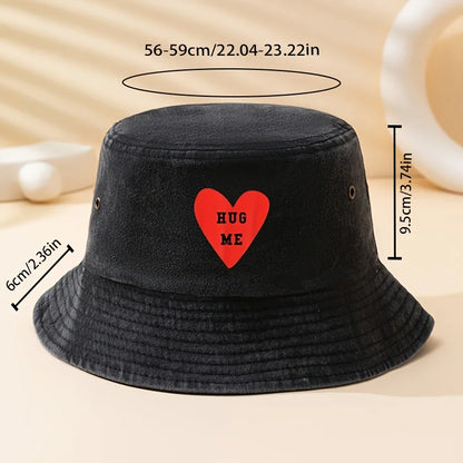 Hug Me Heart Print Bucket Hat