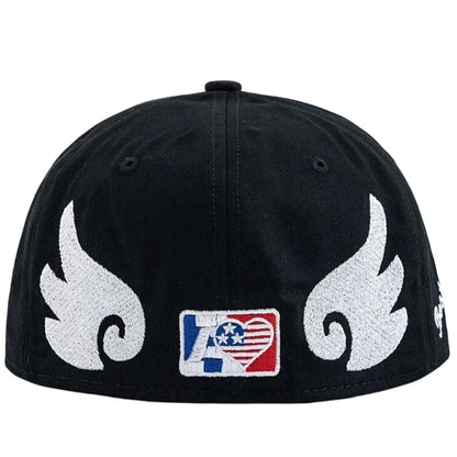 NA Letter Wing Embroidered Unisex Flat Brim Snapback Cap