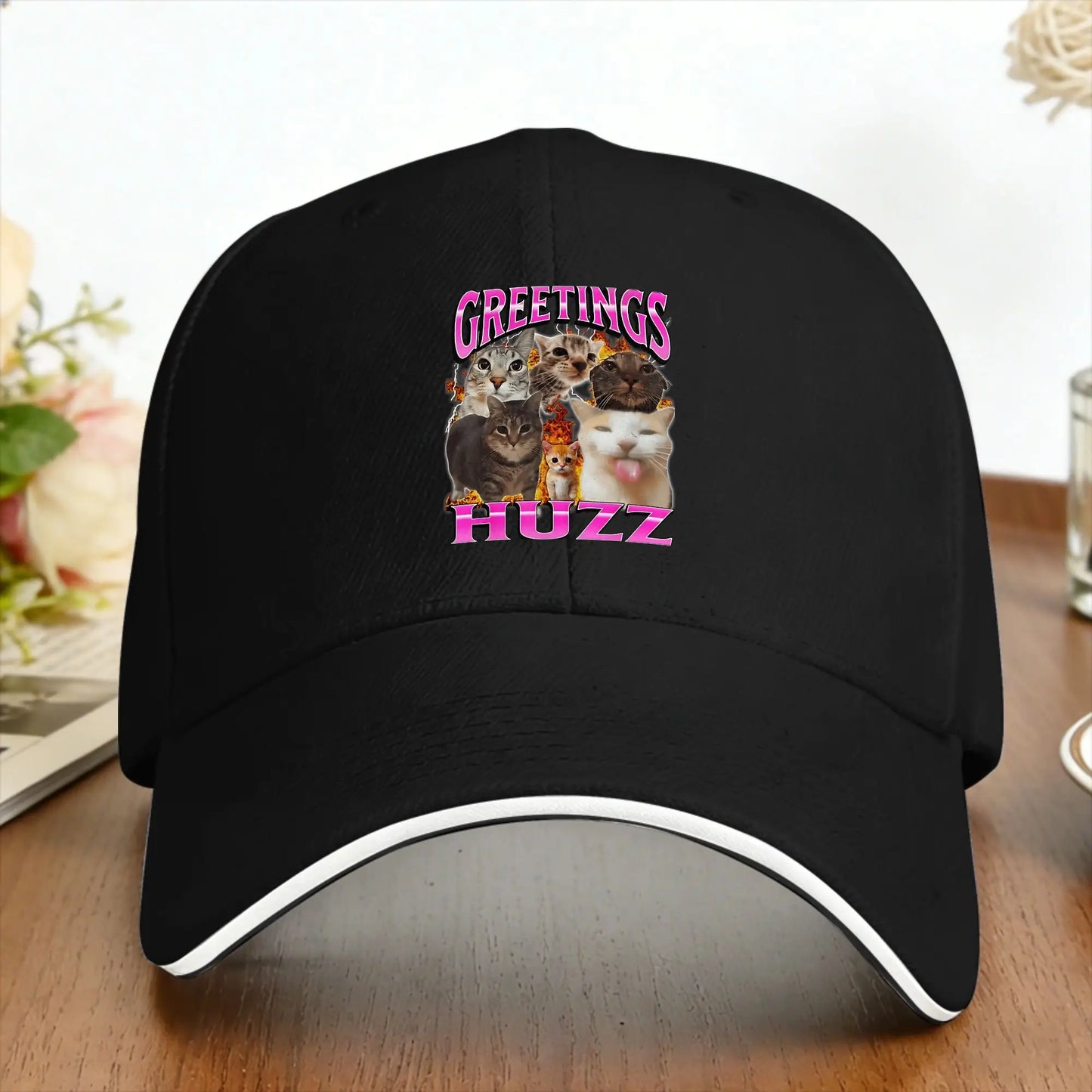 Greetings Huzz Funny Cat Meme Baseball Cap