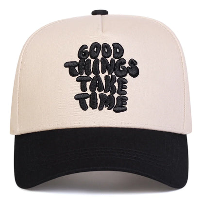 Unisex GOOD THINGS TAKE TIME Embroidery Baseball Caps Spring Autumn Outdoor Adjustable Casual Hats Sunscreen Hat Sports Cap