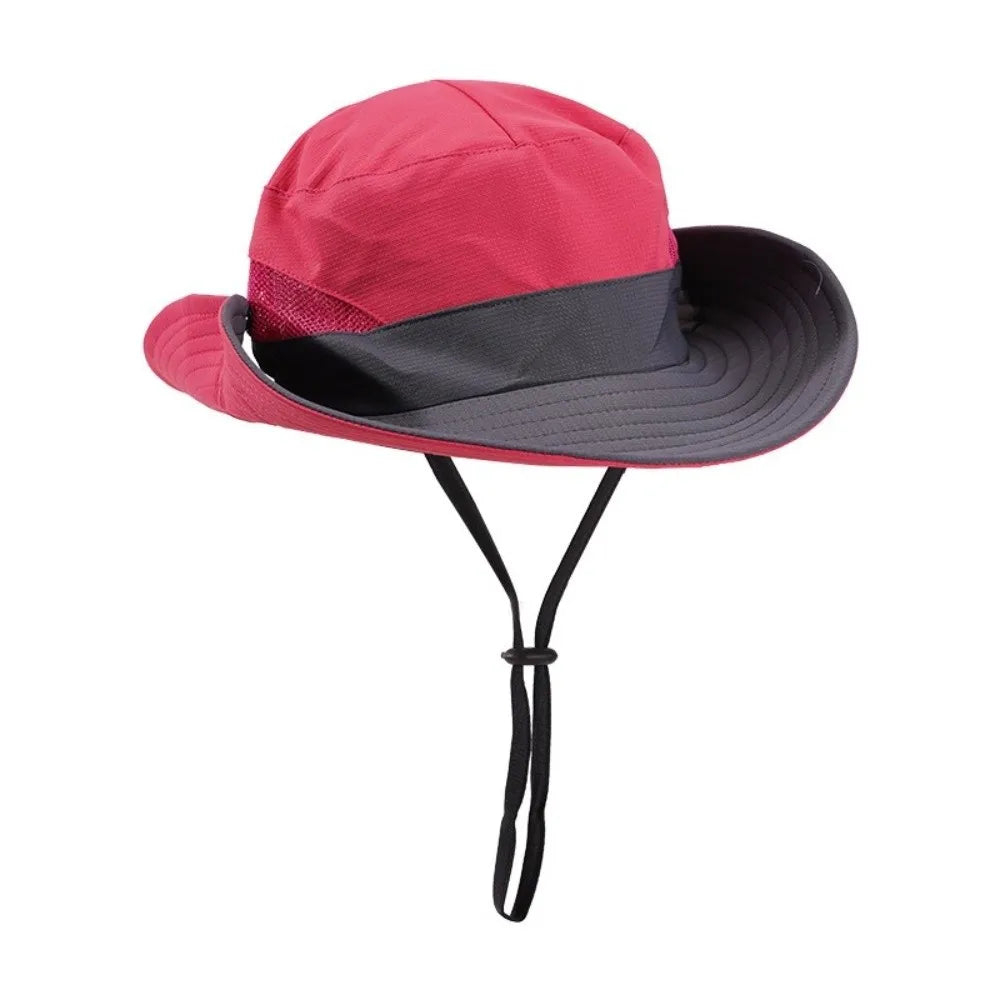 Quick-Dry Wide Brim Ponytail Hole Bucket Hat