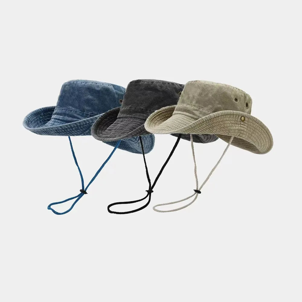 New Men Big Eaved Washed Bucket Hats