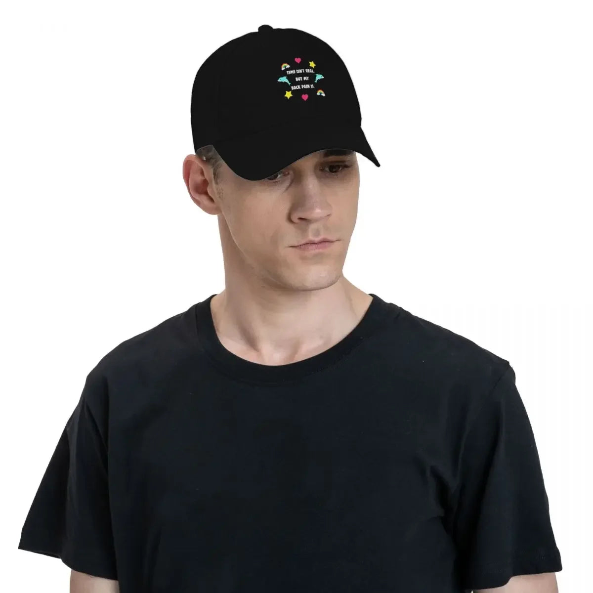 Time Isn't Real Back Pain Baseball Cap