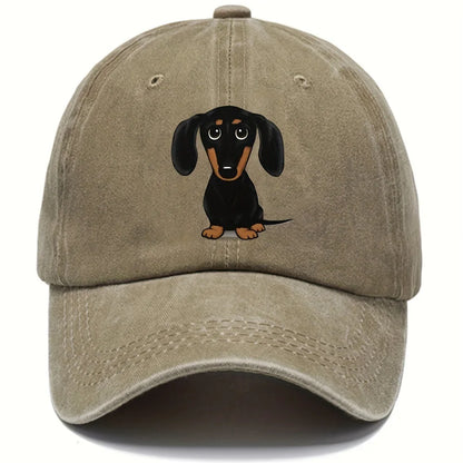 Dog Embroidery Washed Baseball Cap