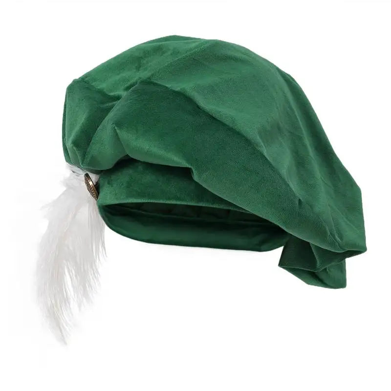 Quality Medieval Unisex Beret Hat With Feather Suede Tudor Hat