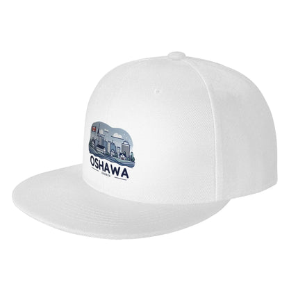 Oshawa Ontario Canada Blue Cityscape Skyline Flat Brim Snapback Cap