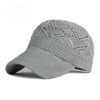 New Hollow Mesh Woman Baseball Cap Knitted Hats For Women Summer