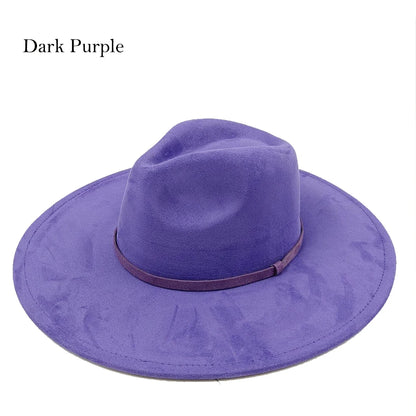 Suede Fedora Painting Felt Hats For Men And Women, Hand Sewn Fedora Adjustable Fall Winter Fashion Party Hats And Gifts Size 56-58CM