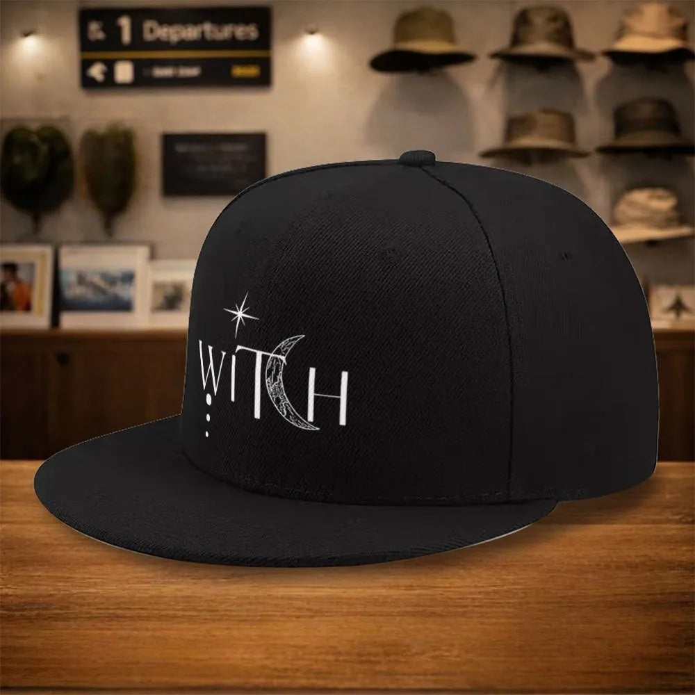 Witch Crescent Moon Graphic Snapback Cap